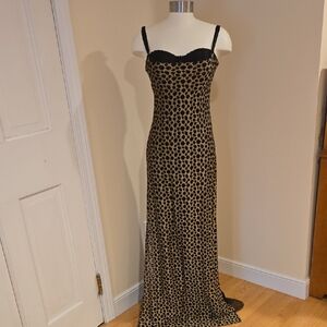 Chic Black and Tan Spotted Maxi Dress